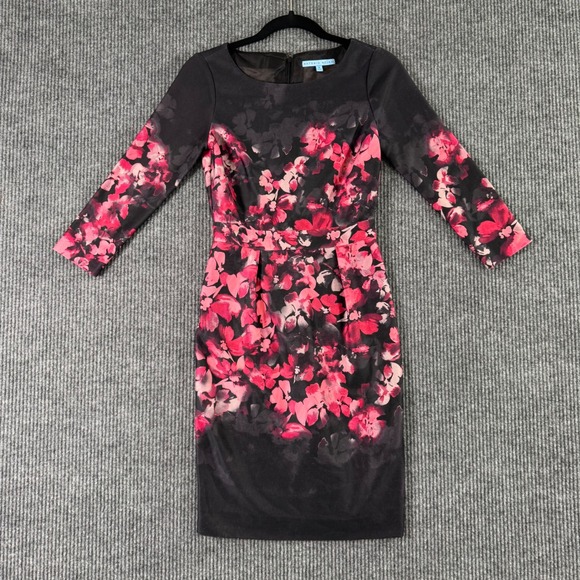 ANTONIO MELANI Dresses & Skirts - Antonio Melani Sheath‎ Dress Womens 0 Black Pink Floral Cocktail Party Romantic
